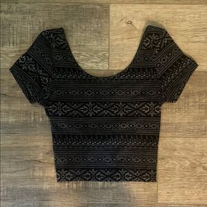 La Hearts Black Cap Sleeve Fitted Crop Top